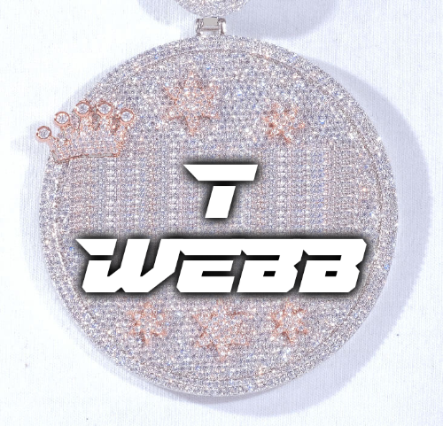CUSTOM LETTER NECKLACE 3D BIG CROWN DISC