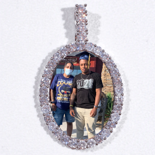 Large 3D Oval Custom Picture Pendant