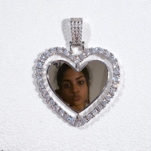 3D Spinning 2-Faced Heart Custom Picture Pendant