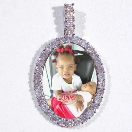 Large 3D Oval Custom Picture Pendant