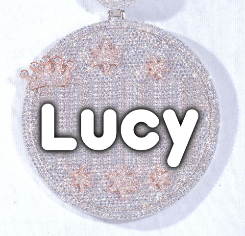 CUSTOM LETTER NECKLACE 3D BIG CROWN DISC