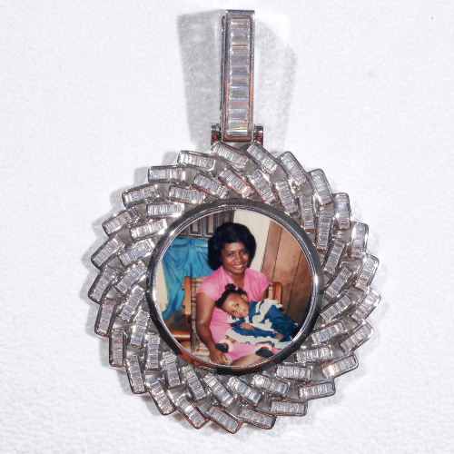 Large 3D Baguette Custom Picture Pendant