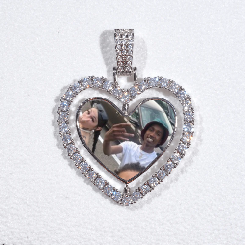 3D Spinning 2-Faced Heart Custom Picture Pendant