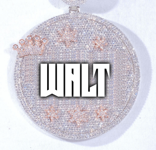 CUSTOM LETTER NECKLACE 3D BIG CROWN DISC