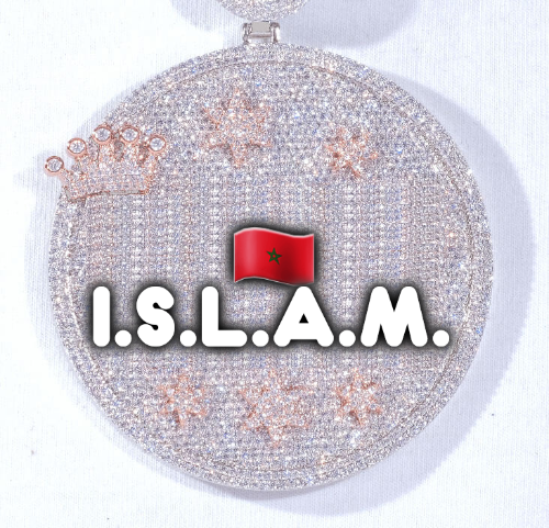 CUSTOM LETTER NECKLACE 3D BIG CROWN DISC