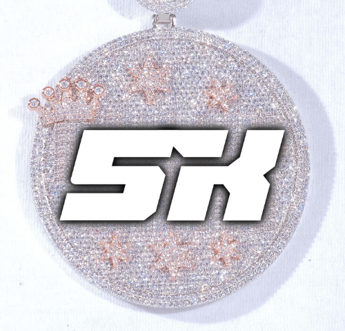 CUSTOM LETTER NECKLACE 3D BIG CROWN DISC