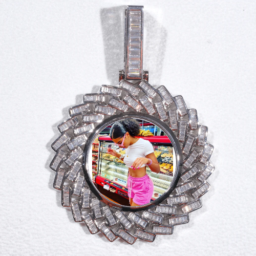 Large 3D Baguette Custom Picture Pendant