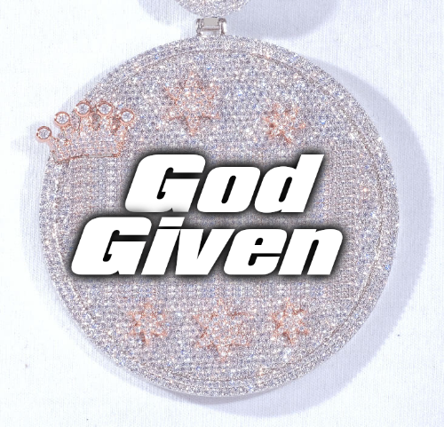 CUSTOM LETTER NECKLACE 3D BIG CROWN DISC