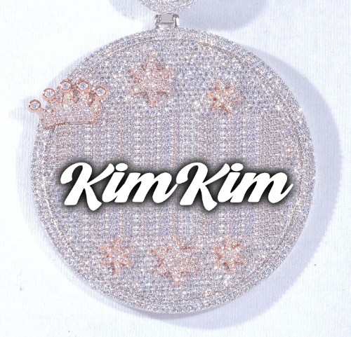 CUSTOM LETTER NECKLACE 3D BIG CROWN DISC