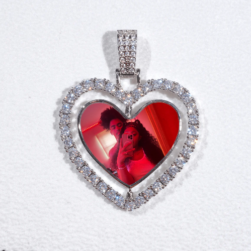 3D Spinning 2-Faced Heart Custom Picture Pendant