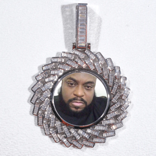 Large 3D Baguette Custom Picture Pendant