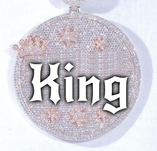 CUSTOM LETTER NECKLACE 3D BIG CROWN DISC
