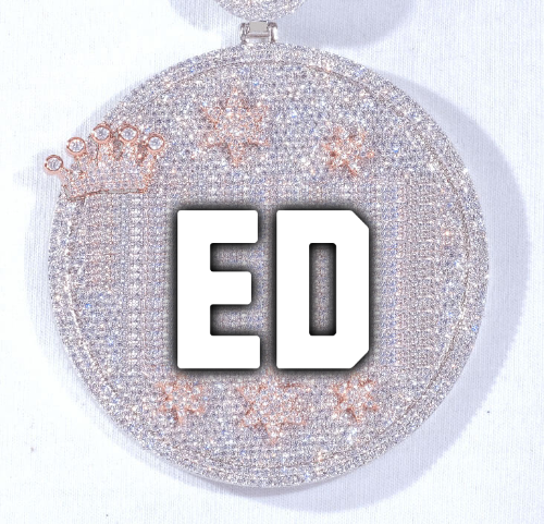 CUSTOM LETTER NECKLACE 3D BIG CROWN DISC