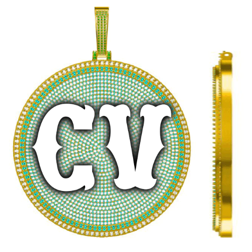 CUSTOM LETTER NECKLACE 3D BIG DISC
