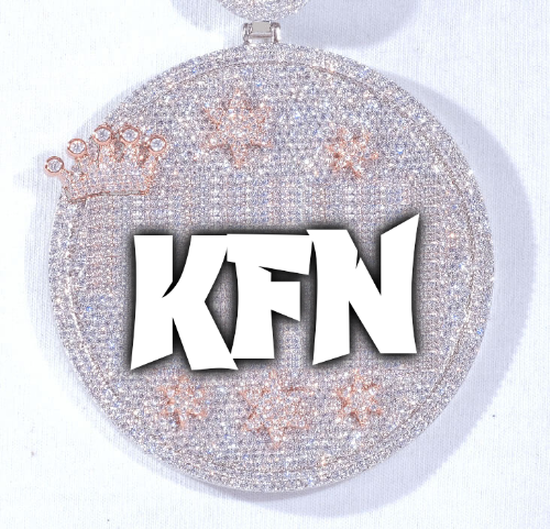 CUSTOM LETTER NECKLACE 3D BIG CROWN DISC