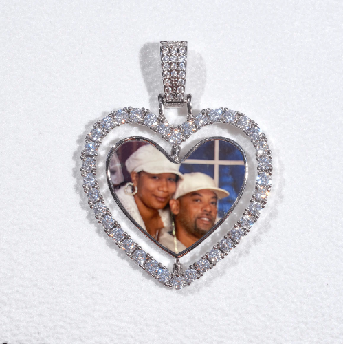 3D Spinning 2-Faced Heart Custom Picture Pendant