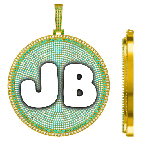 CUSTOM LETTER NECKLACE 3D BIG DISC