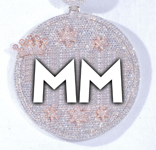 CUSTOM LETTER NECKLACE 3D BIG CROWN DISC