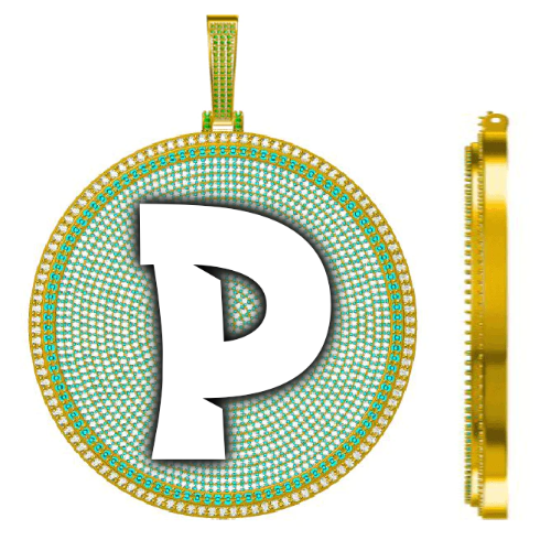 CUSTOM LETTER NECKLACE 3D BIG DISC
