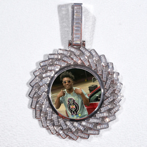 Large 3D Baguette Custom Picture Pendant