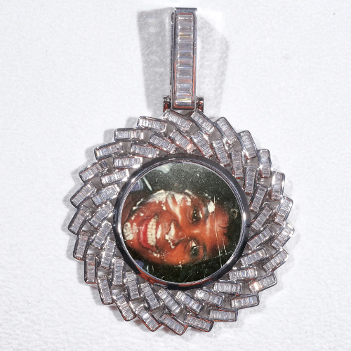 Large 3D Baguette Custom Picture Pendant
