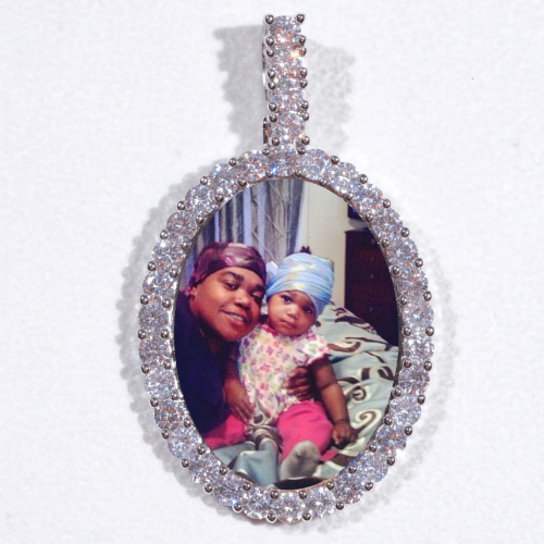 Large 3D Oval Custom Picture Pendant