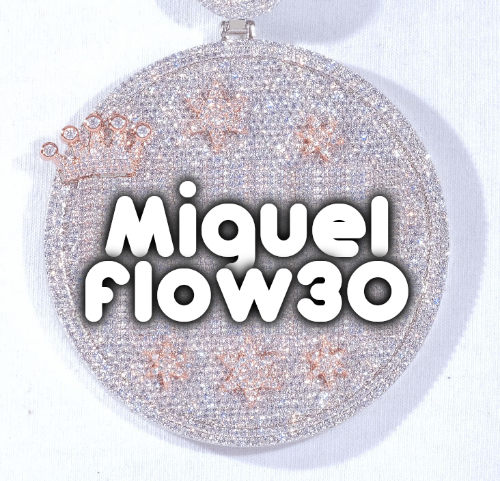 CUSTOM LETTER NECKLACE 3D BIG CROWN DISC