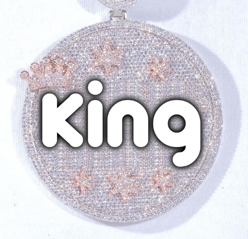 CUSTOM LETTER NECKLACE 3D BIG CROWN DISC