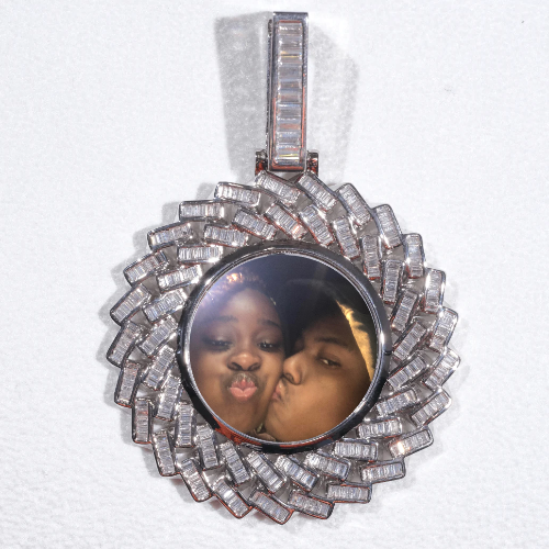 Large 3D Baguette Custom Picture Pendant