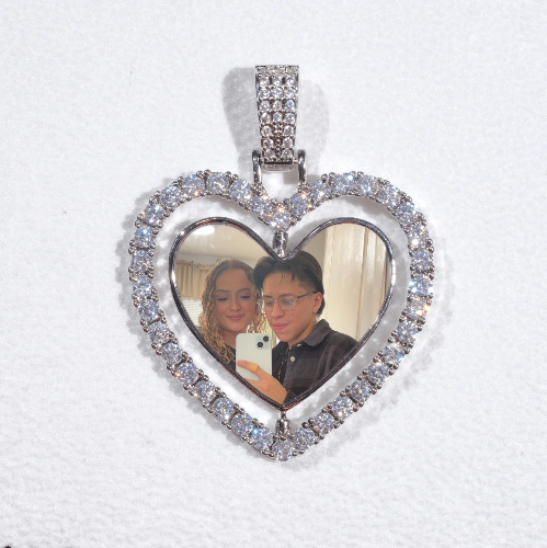 3D Spinning 2-Faced Heart Custom Picture Pendant