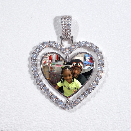 3D Spinning 2-Faced Heart Custom Picture Pendant