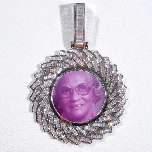 Large 3D Baguette Custom Picture Pendant