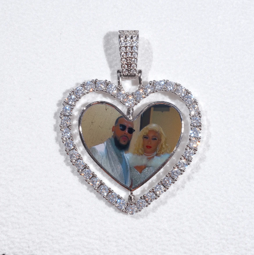 3D Spinning 2-Faced Heart Custom Picture Pendant