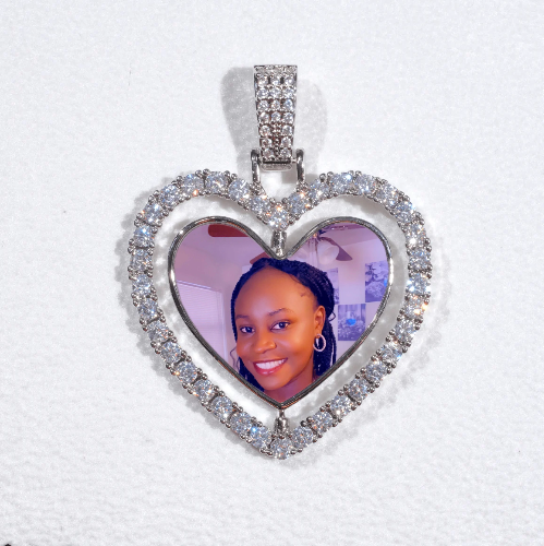 3D Spinning 2-Faced Heart Custom Picture Pendant
