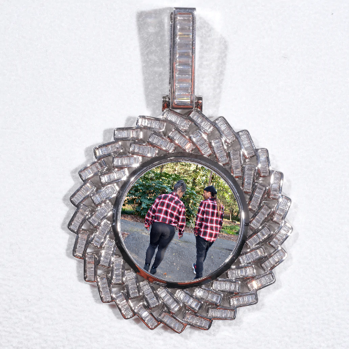 Large 3D Baguette Custom Picture Pendant