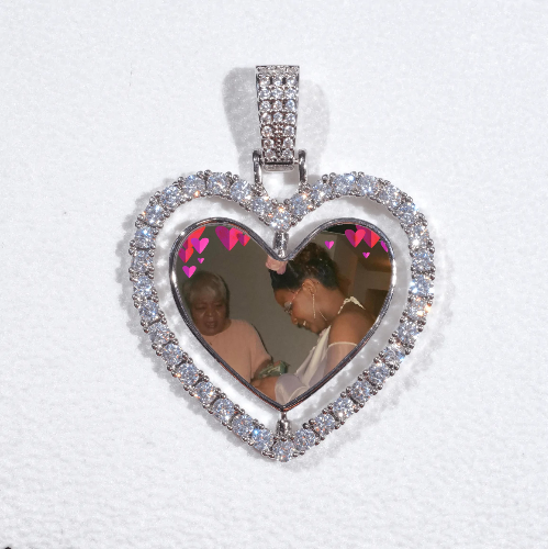 3D Spinning 2-Faced Heart Custom Picture Pendant