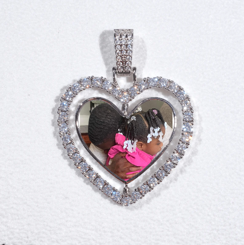 3D Spinning 2-Faced Heart Custom Picture Pendant
