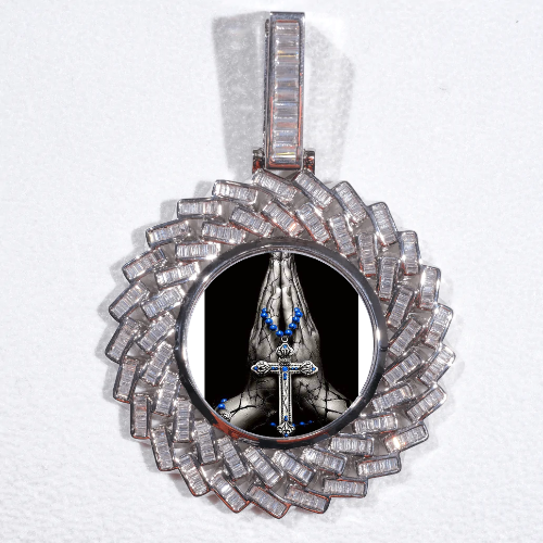 Large 3D Baguette Custom Picture Pendant