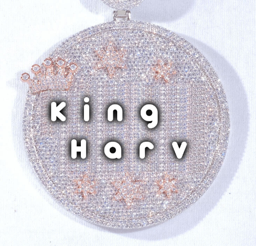 CUSTOM LETTER NECKLACE 3D BIG CROWN DISC