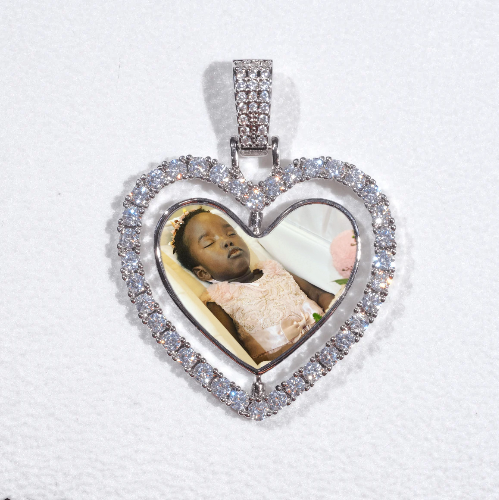 3D Spinning 2-Faced Heart Custom Picture Pendant