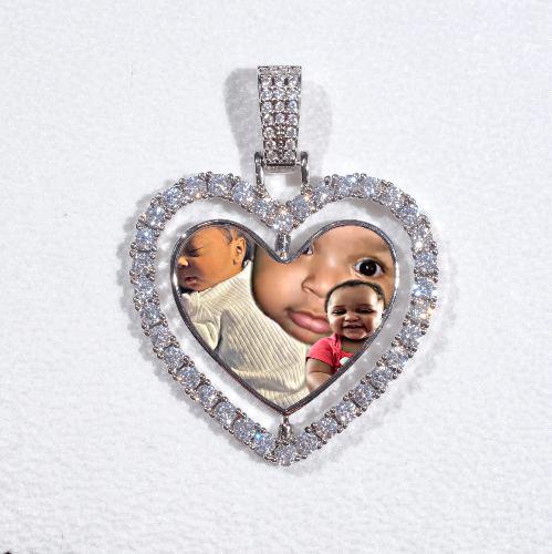 3D Spinning 2-Faced Heart Custom Picture Pendant