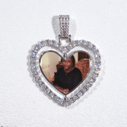 3D Spinning 2-Faced Heart Custom Picture Pendant