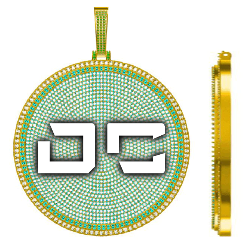 CUSTOM LETTER NECKLACE 3D BIG DISC