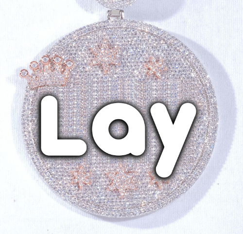 CUSTOM LETTER NECKLACE 3D BIG CROWN DISC