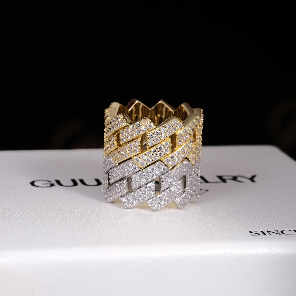 14MM Iced Prong Cuban Ring - The GUU Shop