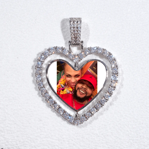 3D Spinning 2-Faced Heart Custom Picture Pendant