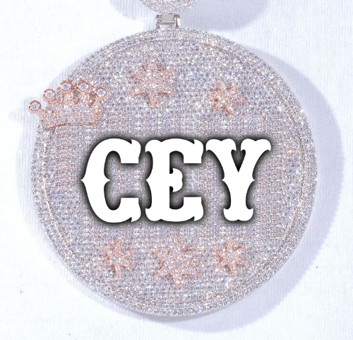 CUSTOM LETTER NECKLACE 3D BIG CROWN DISC