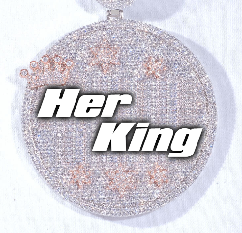 CUSTOM LETTER NECKLACE 3D BIG CROWN DISC