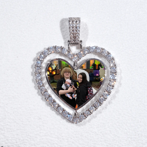 3D Spinning 2-Faced Heart Custom Picture Pendant