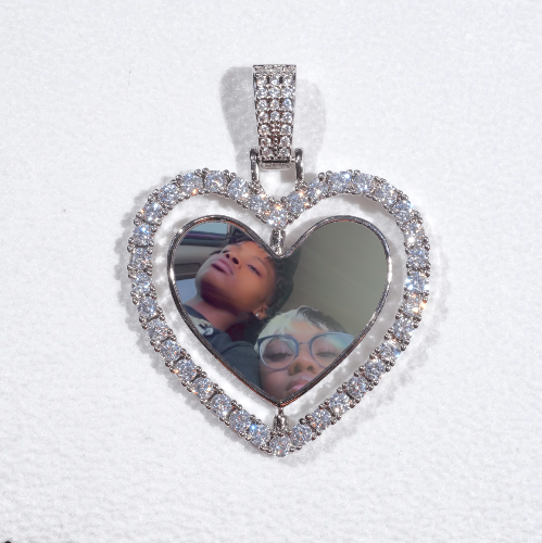3D Spinning 2-Faced Heart Custom Picture Pendant